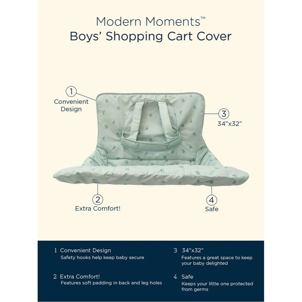 Modern Moments Boys Shopping Cart Cover Green Cactus One Size